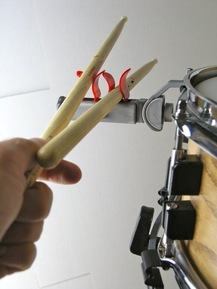 SticPod multi-angle stick holder on snare drum